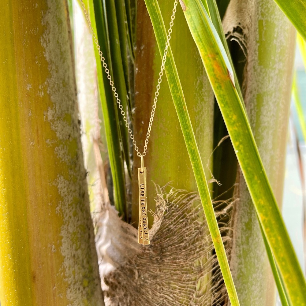 3 Bar Necklace with Ralph Waldo Emerson Quote "Live in the sunshine...